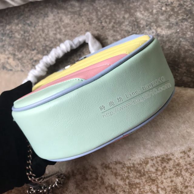 Gucci小牛皮女包 古馳新款GG Marmont馬卡龍新色首發 Gucci迷你手提包 583571櫻花粉  gdj1209